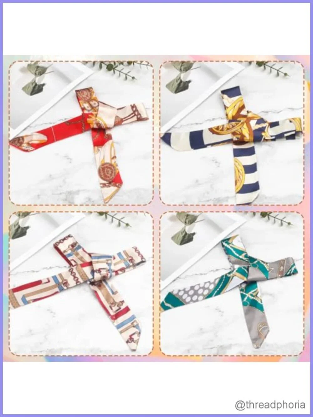 12 Pack Satin Silk Feel Narrow Neck Scarf Hair Wrap Handbag Ribbon Set